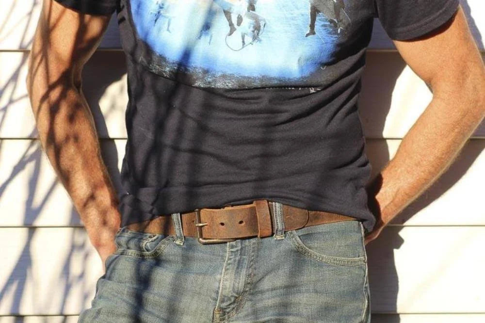 Brown Distressed Leather Casual Belt C236507
