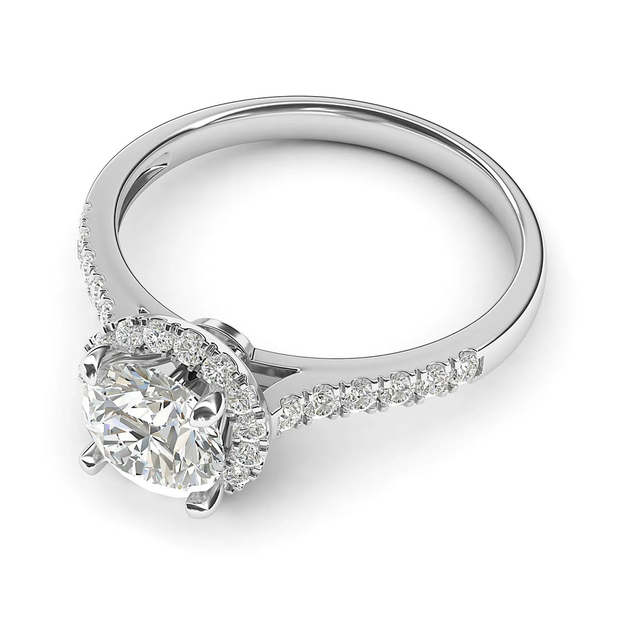 Simulated Diamond Halo Engagement Ring with Side Stones (4.5) H97016