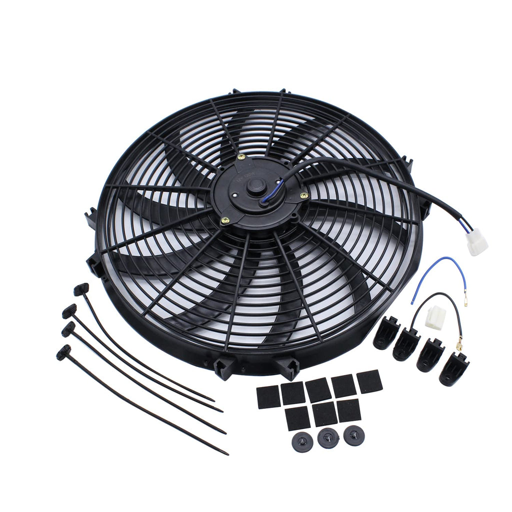16" 12V Universal Slim Electric Radiator Cooling Fan, Pack of 2 F885729