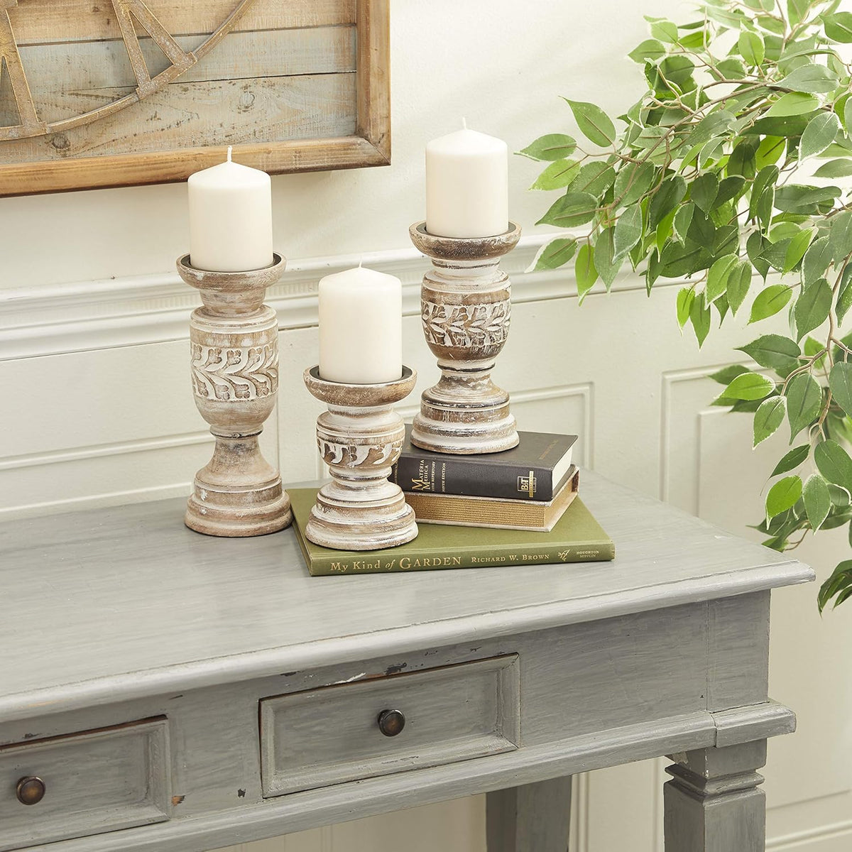 Set of 2 Blue Ceramic Candle Holder J344008