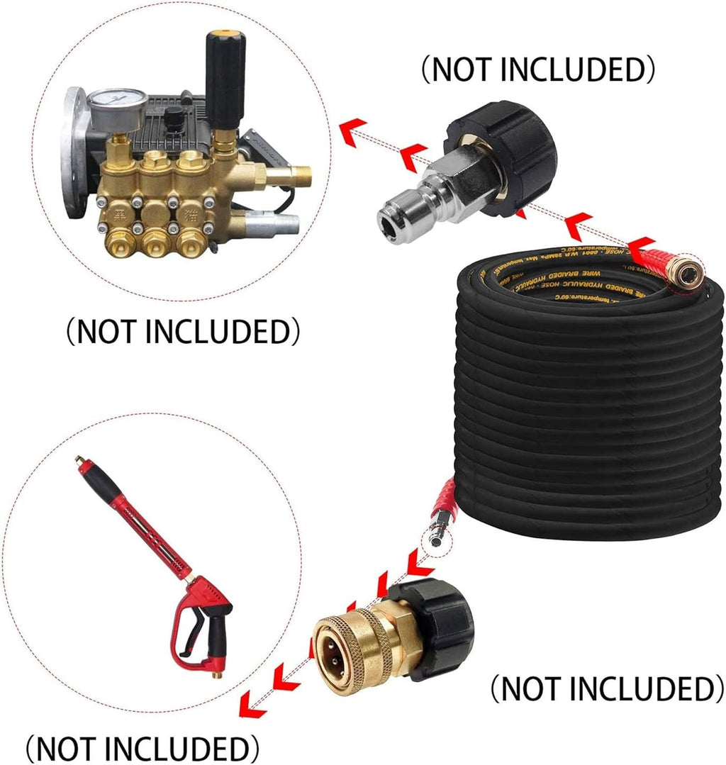 50FT 3/8 Quick Connect 4000 PSI Wire Braided Pressure Washer Hose S25711