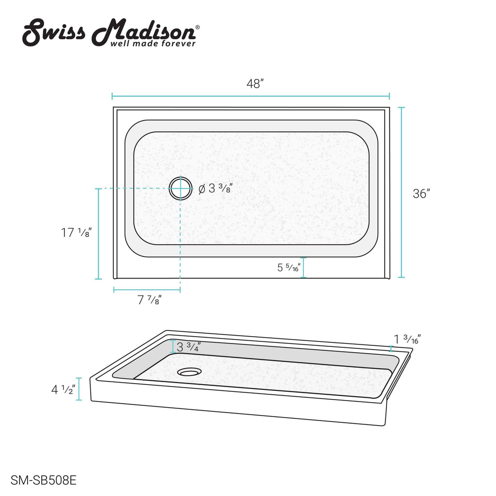 Gray Single Threshold Shower Base H24182
