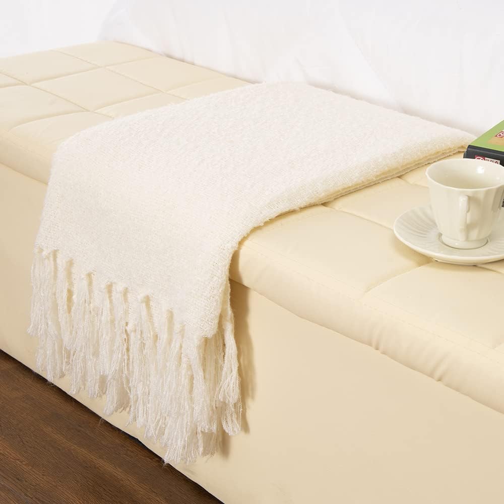 Navy Blue Herringbone Faux Cashmere Throw Blanket 50 x 60 Q45740