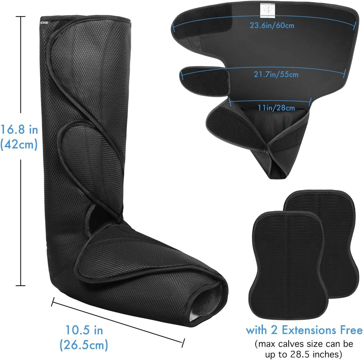 Leg Massager with Portable Handheld Controller - 2 Modes & 3 Intensities (Black) L74356