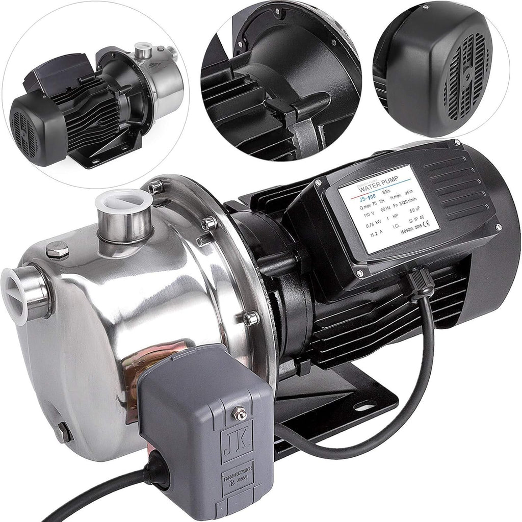 Shallow Well Jet Pump with Pressure Switch 1HP Stainless Steel Jet Pump Q98551