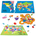 US & World Map Puzzle with Capitals and Flags E51656