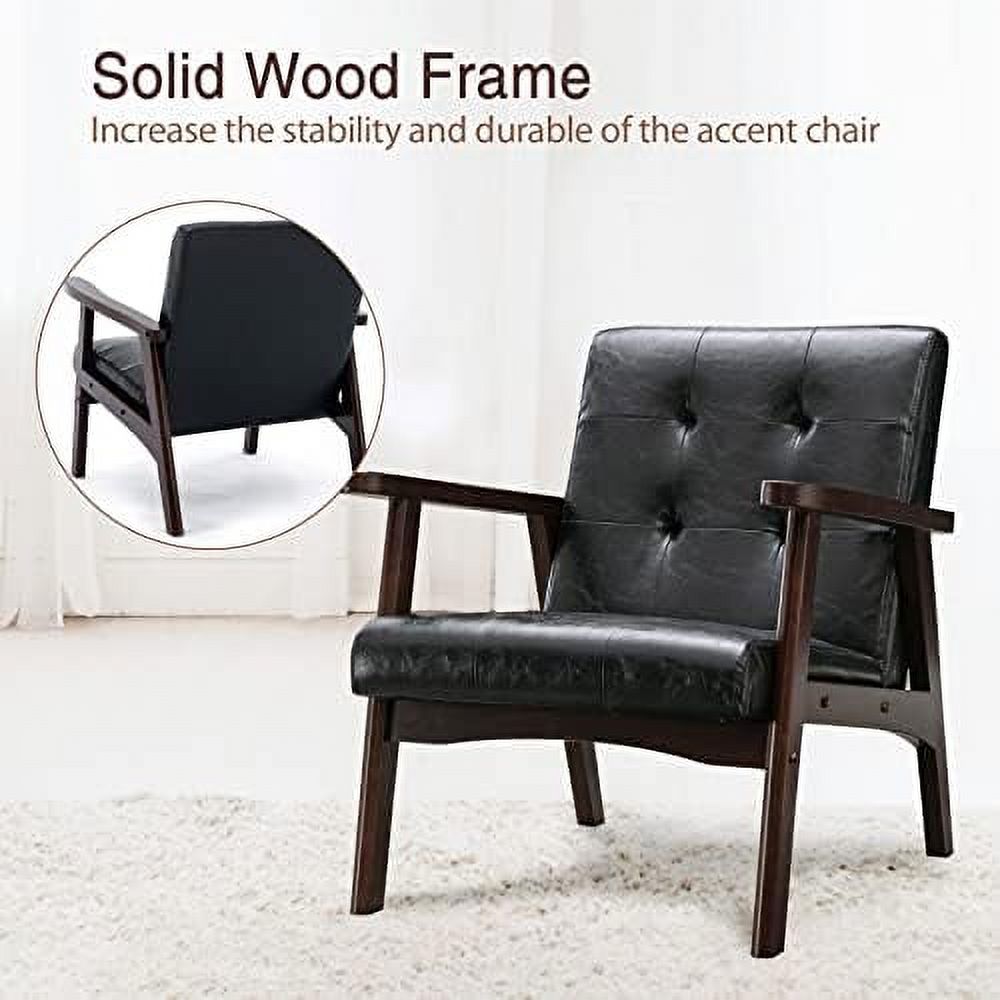 Orange Faux Leather Accent Chair with Solid Wood Frame H605