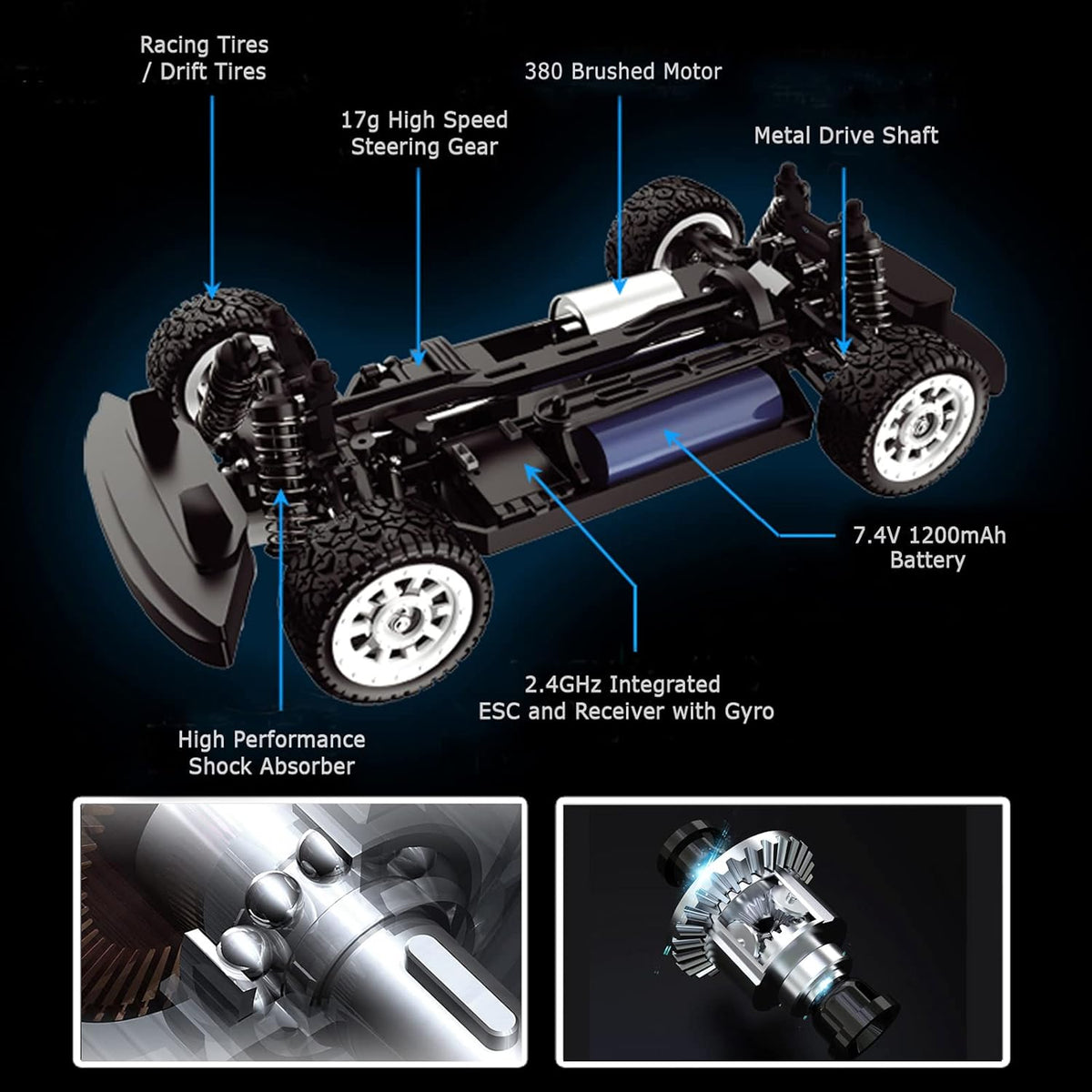 1:16 2.4G 4WD RC Drift Car 40KM/H Brushless Truck F47057
