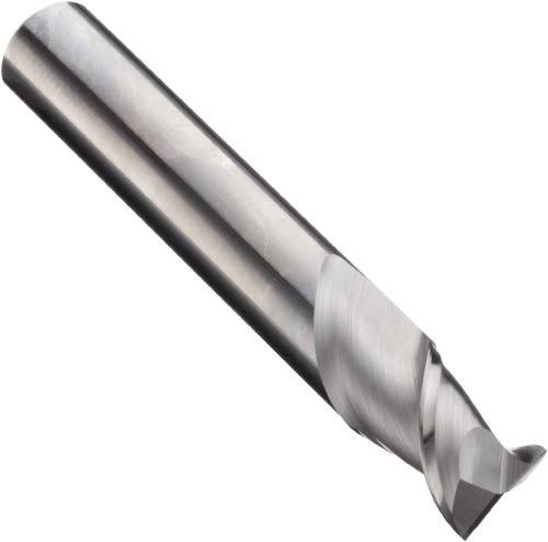Carbide Square Nose End Mill, Uncoated (Bright) Finish, Finishing Cut, 45 Degree Helix, 2 Flutes P2442