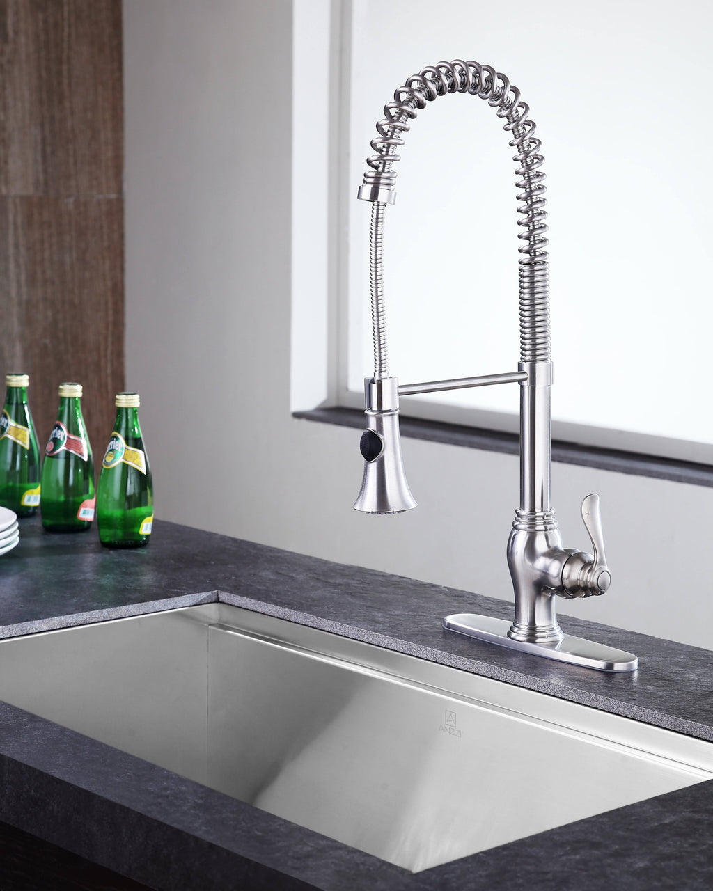 Brushed Nickel Single Handle Kitchen Faucet L15955