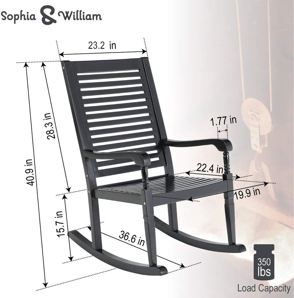 Black Acacia Wood Rocking Chairs Set of 2 U10172