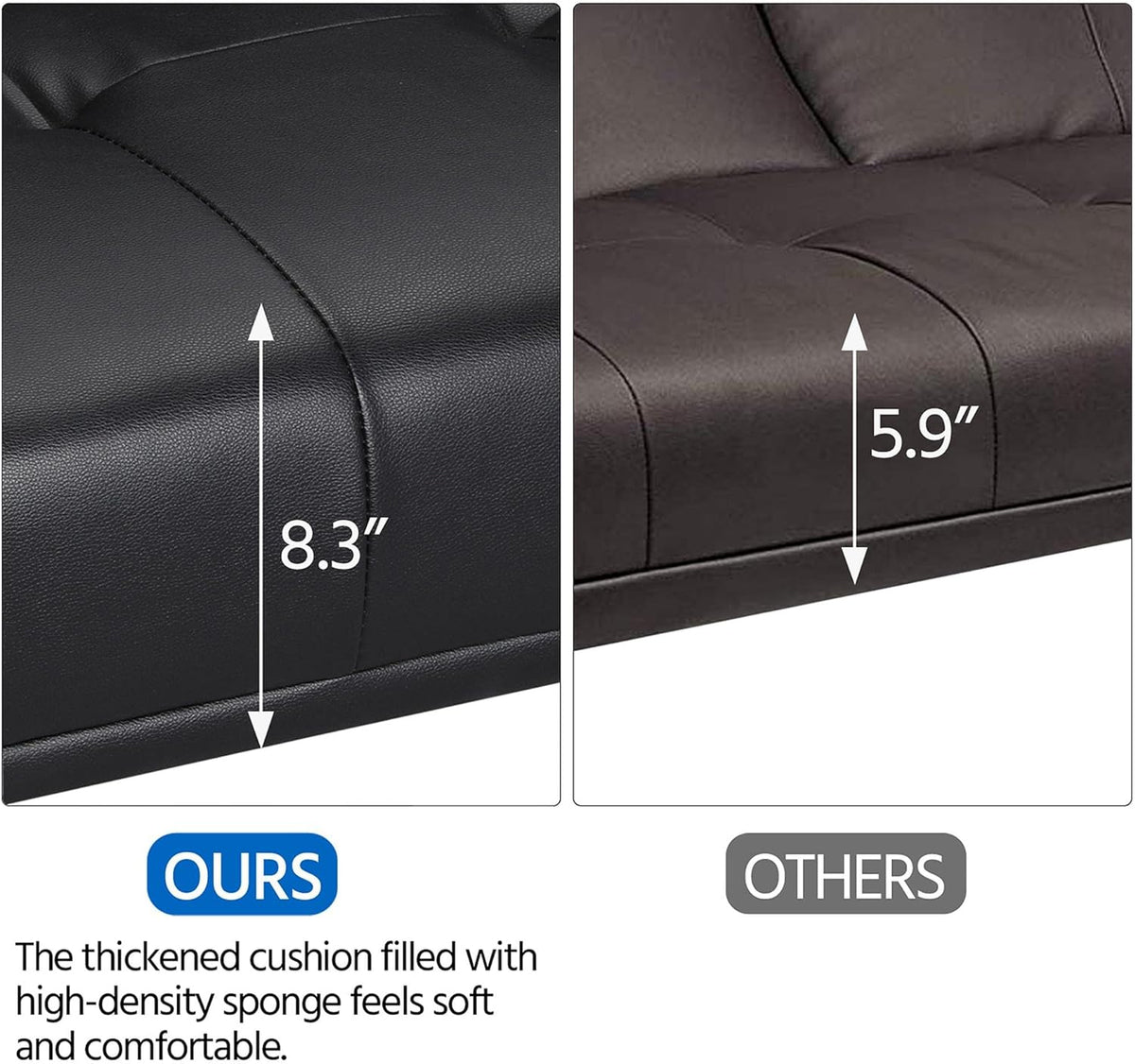 Black Faux Leather Futon Set Convertible Sleeper Loveseat Daybed B788
