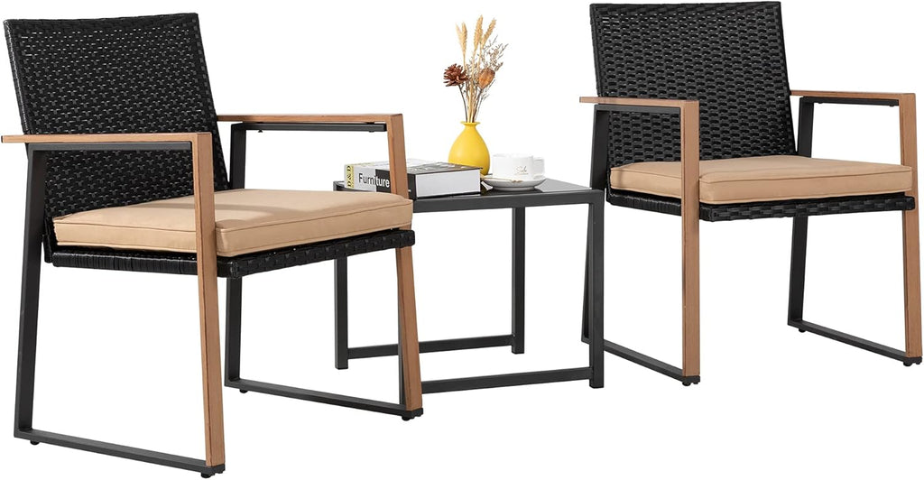 3 Piece Wicker Patio Furniture Set with Coffee Table B463181