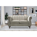 Beige Velvet Rolled Arms Loveseat O697468