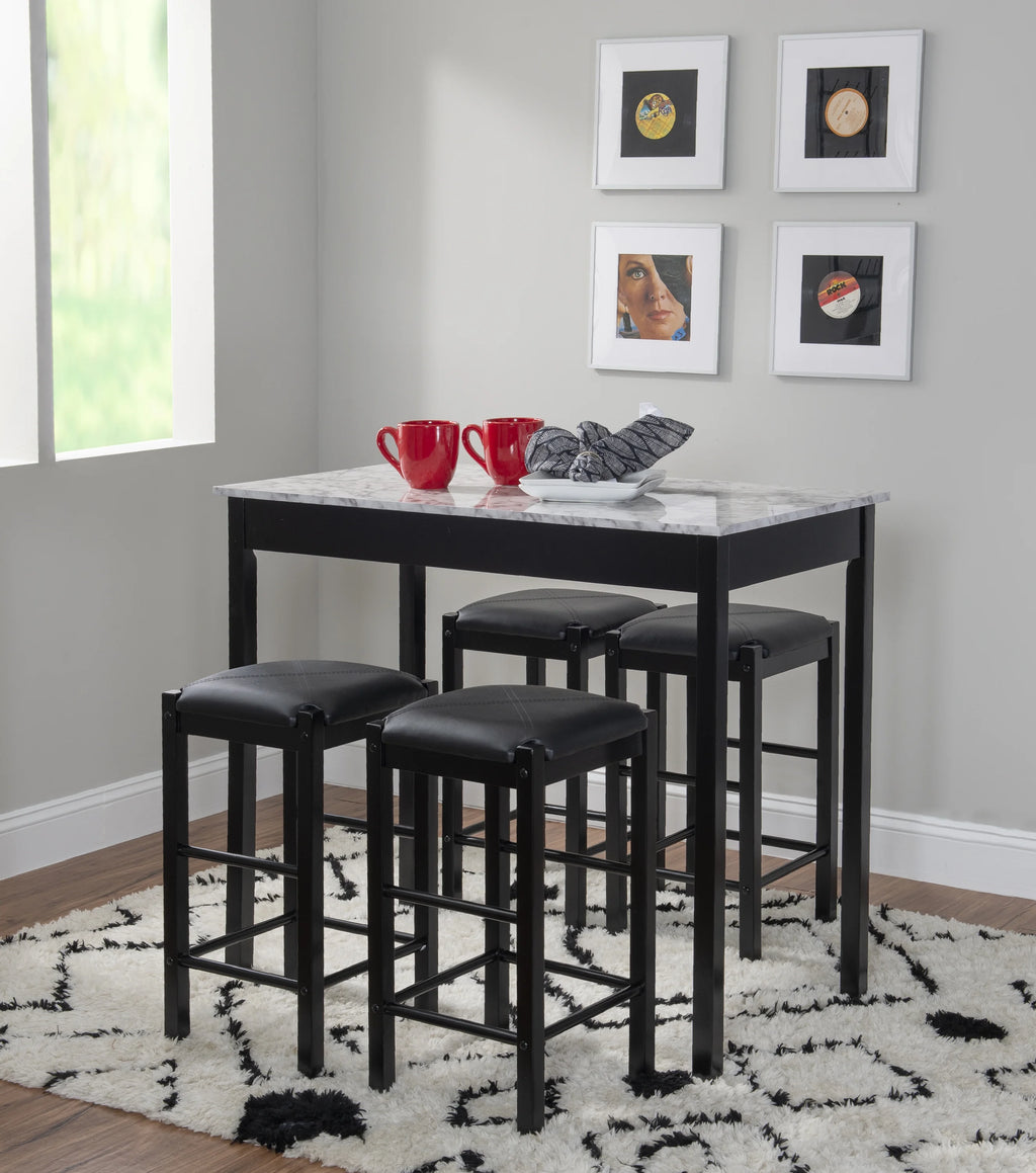 Black Fabric 3-Piece Casual Dining Tavern Set T658803