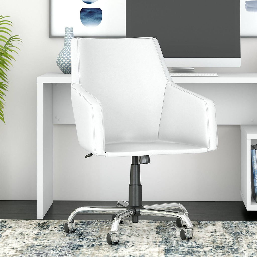 White Leather Box Chair C990926