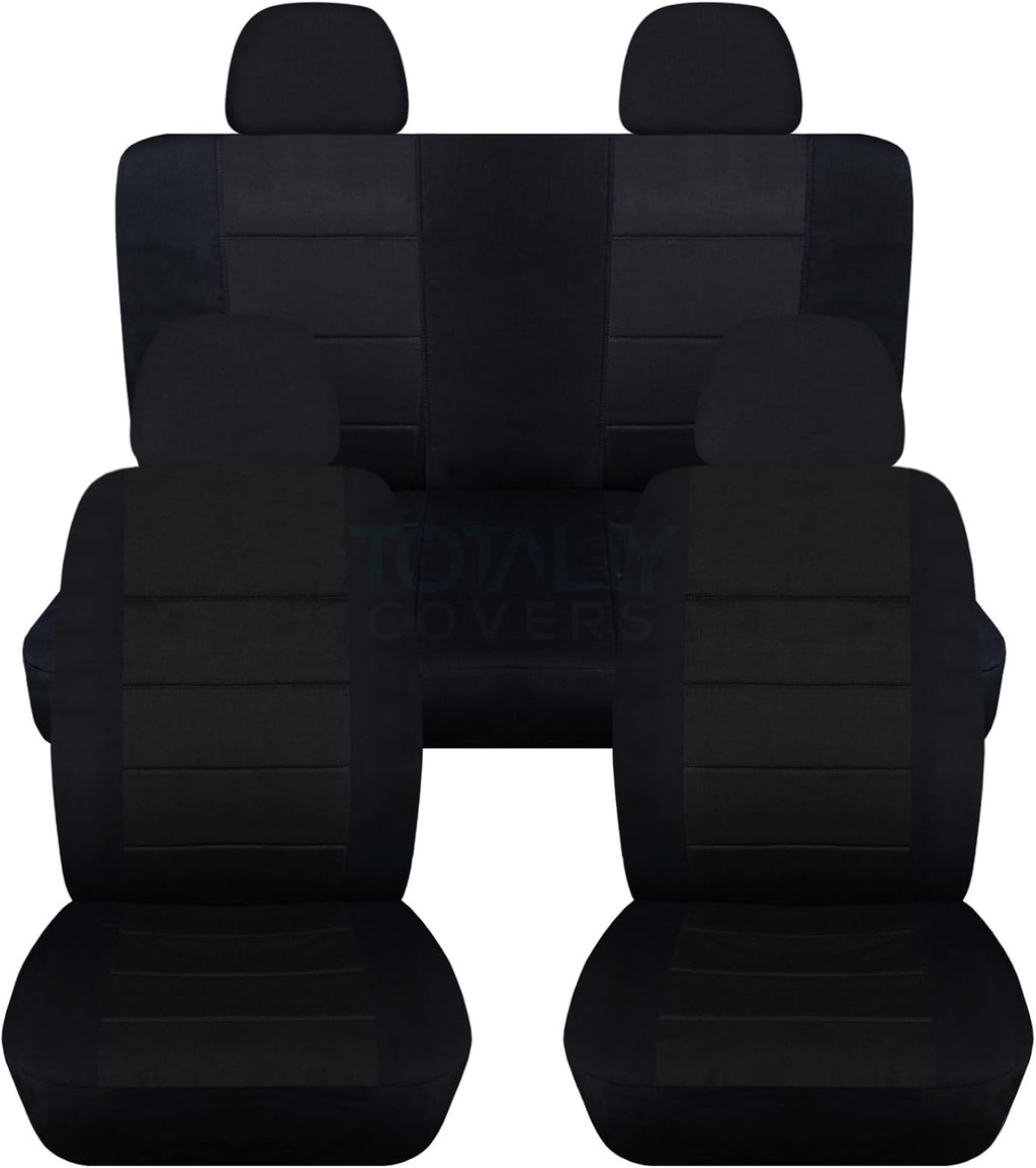 Charcoal Solid Car Seat Covers Full Set with 4 Headrest Covers A961