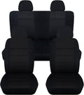 Charcoal Solid Car Seat Covers Full Set with 4 Headrest Covers A961