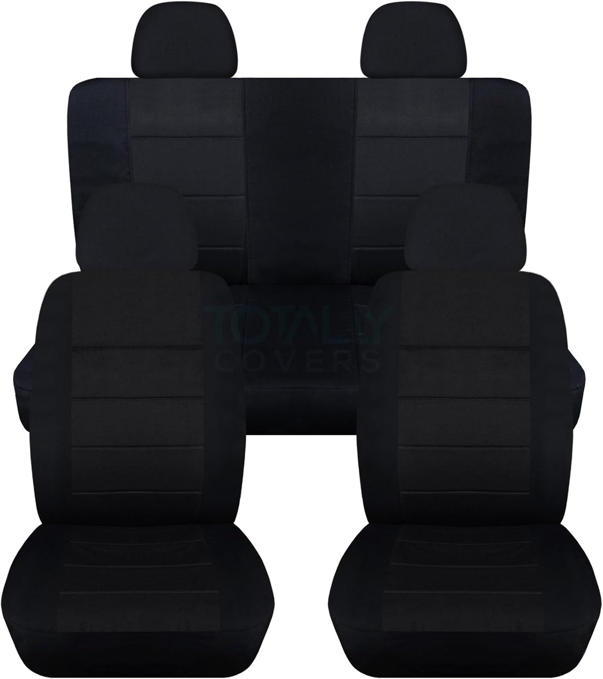 Charcoal Solid Car Seat Covers Full Set with 4 Headrest Covers A961