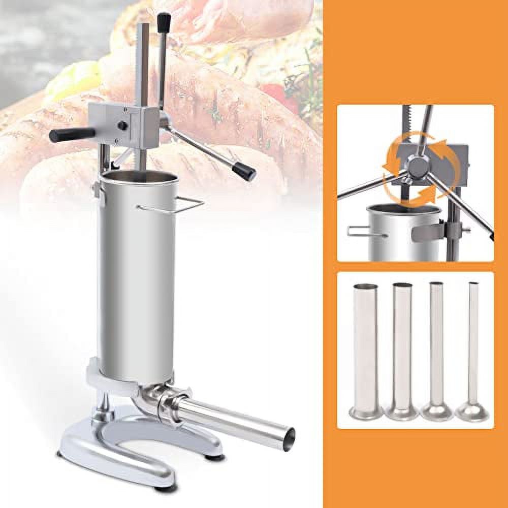 3L Stainless Steel Manual Sausage Stuffer Machine with 4 Filling Tubes R86099