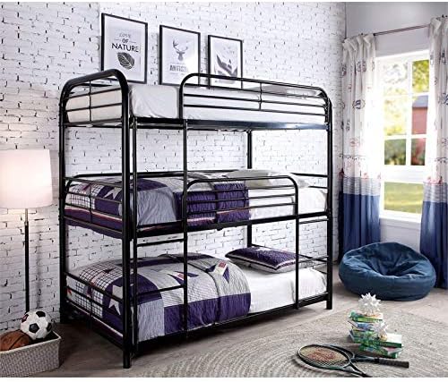 Twin Triple Bunk Bed in Black F697297