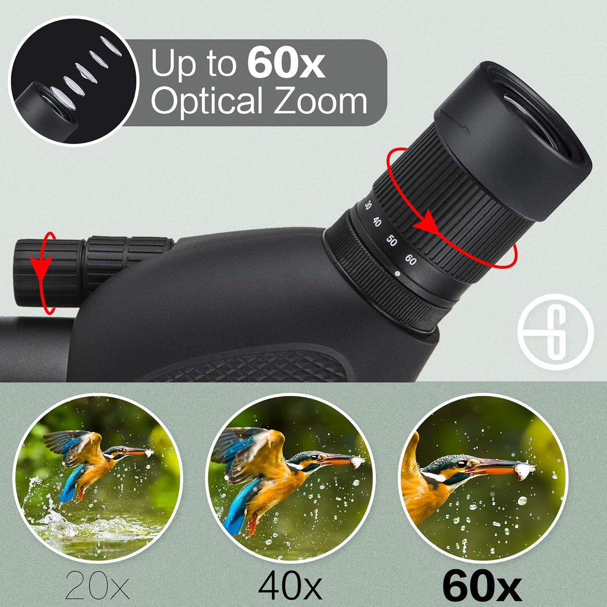 20-60x80mm HD Spotting Scope with Tripod and Carry Case E66855