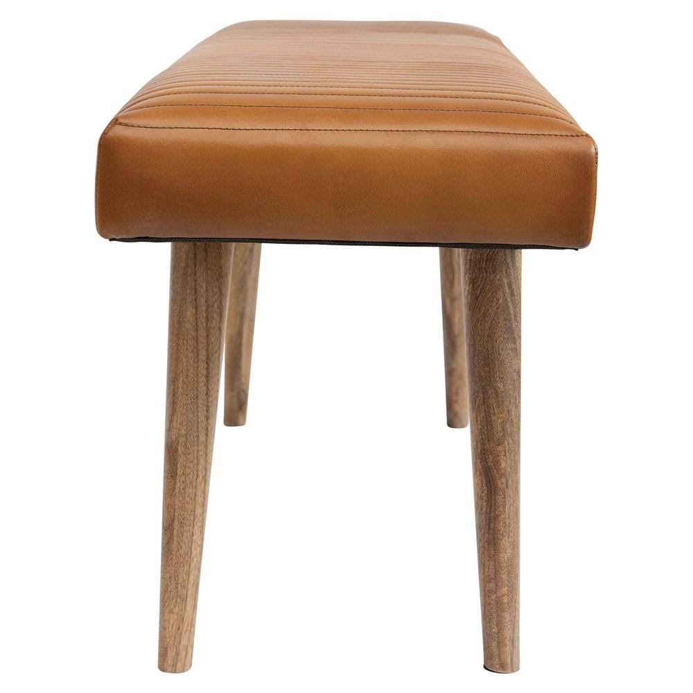 Mango Wood Goat Leather Bench S489