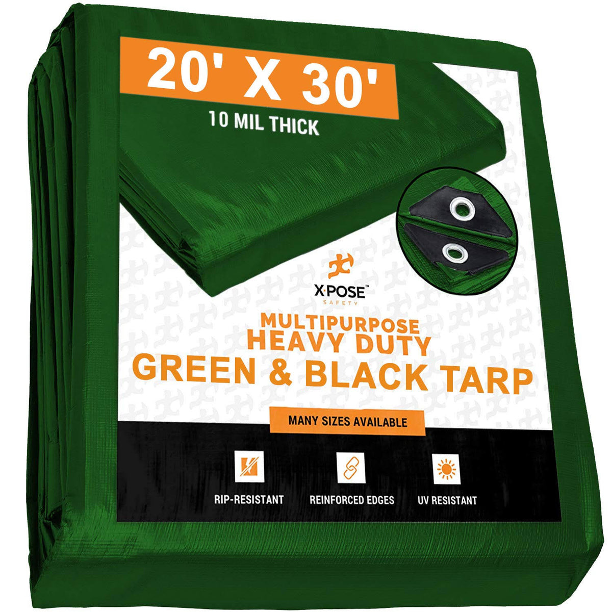 Heavy Duty Poly Tarp 20 Feet x 30 Feet 10 Mil Thick Waterproof UV Blocking F3189
