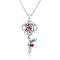 Sterling Silver Rose Key to Heart Pendant Necklace S484