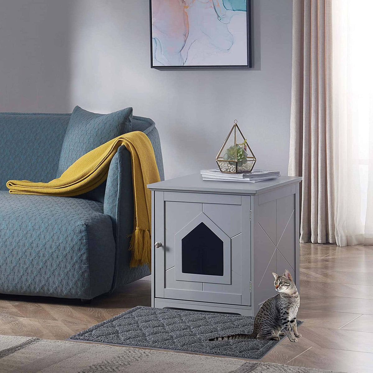 Gray Cat Litter Box Enclosure X779