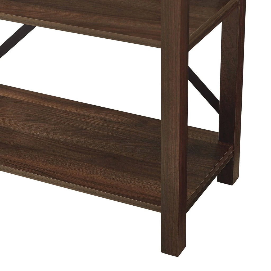 Dark Walnut Metal Bookcase W78190