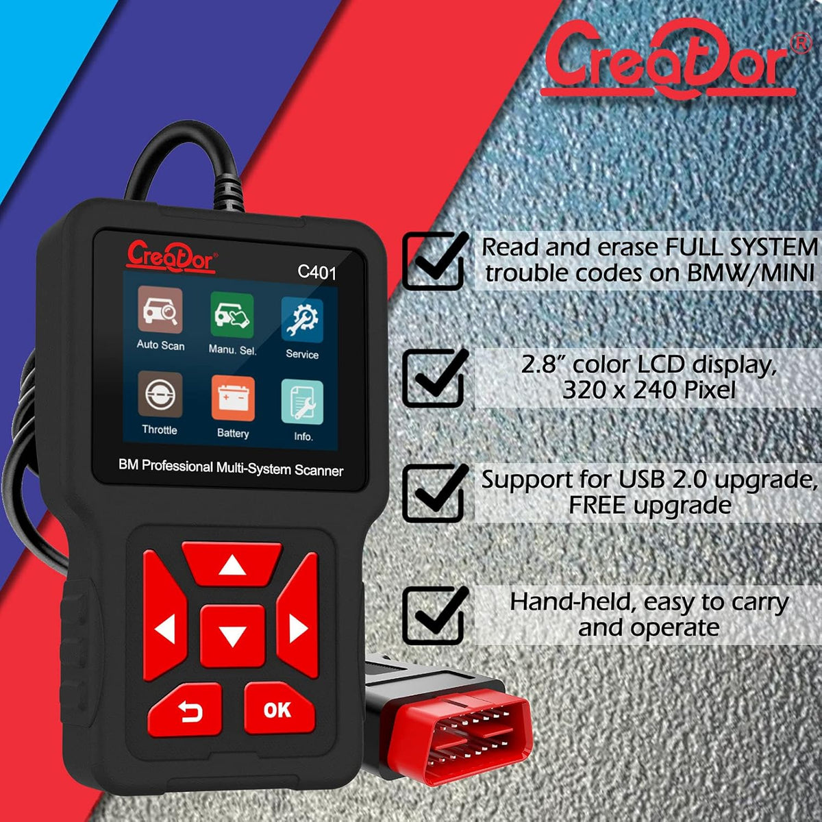 OBD2 Scanner with Battery Registration Diagnostic Scan Tool Pack of 2 K598