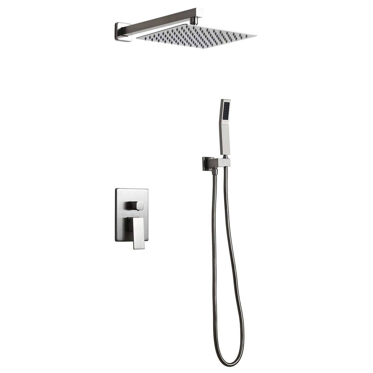 Brushed Nickel 10x22 Shower Set Rainfall Shower Head Handheld Spray E567967