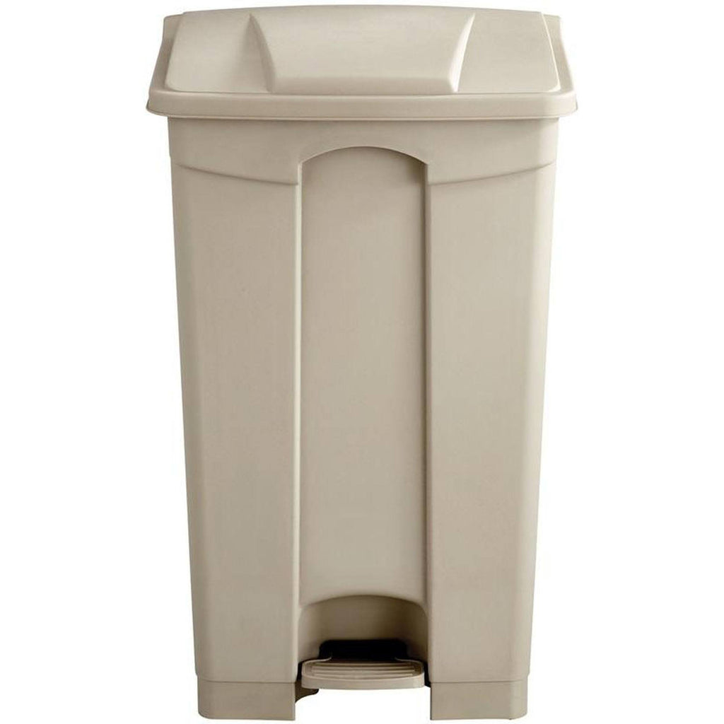 Tan Plastic Trash Can 23 Gal with Flip Lid and Foot Pedal L572