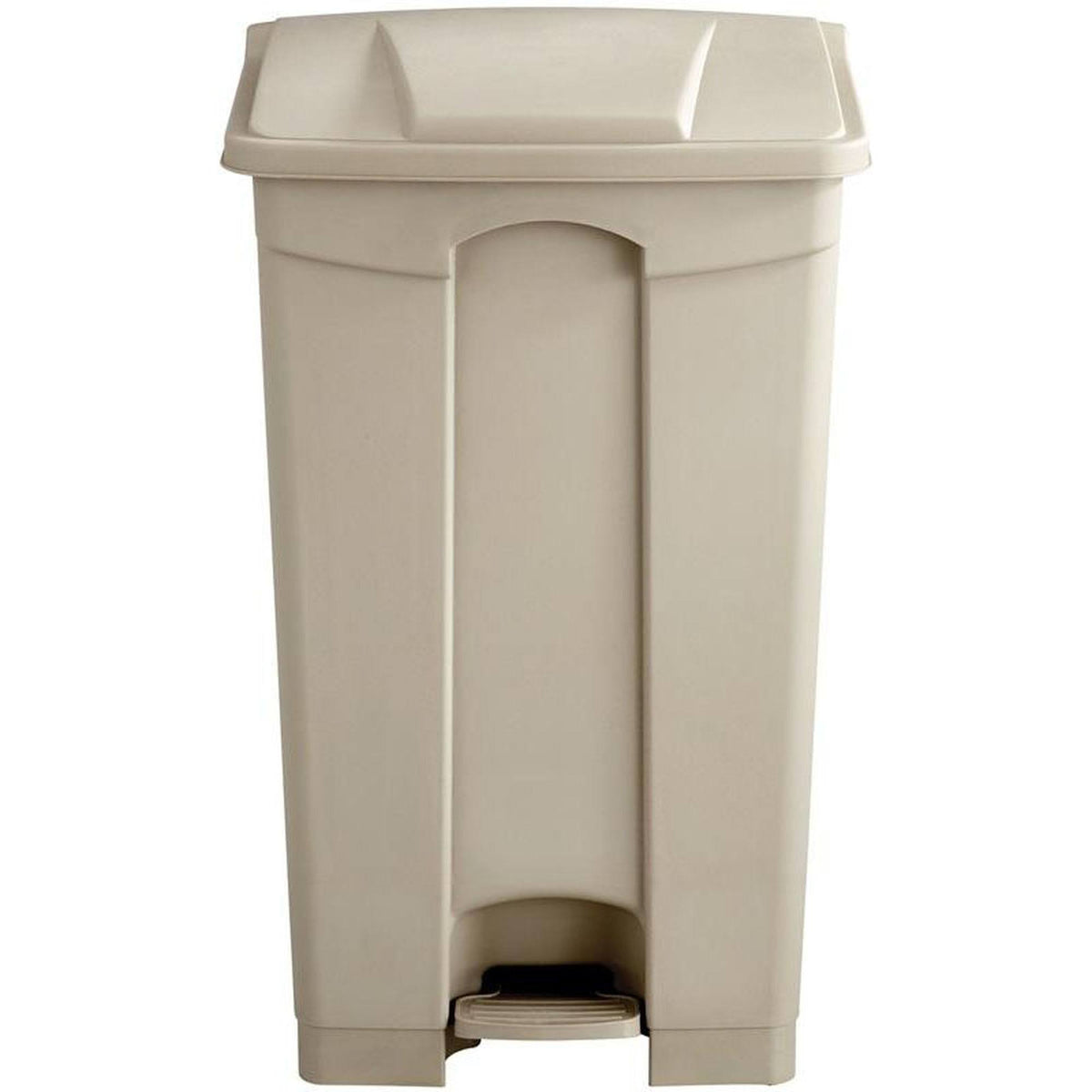 Tan Plastic Trash Can 23 Gal with Flip Lid and Foot Pedal L572