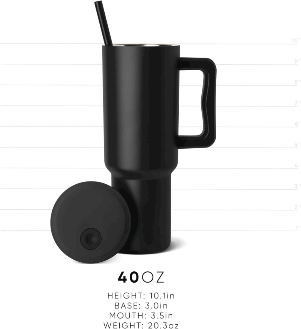 40 oz Insulated Stainless Steel Tumbler with Handle and Straw Lid Z1290