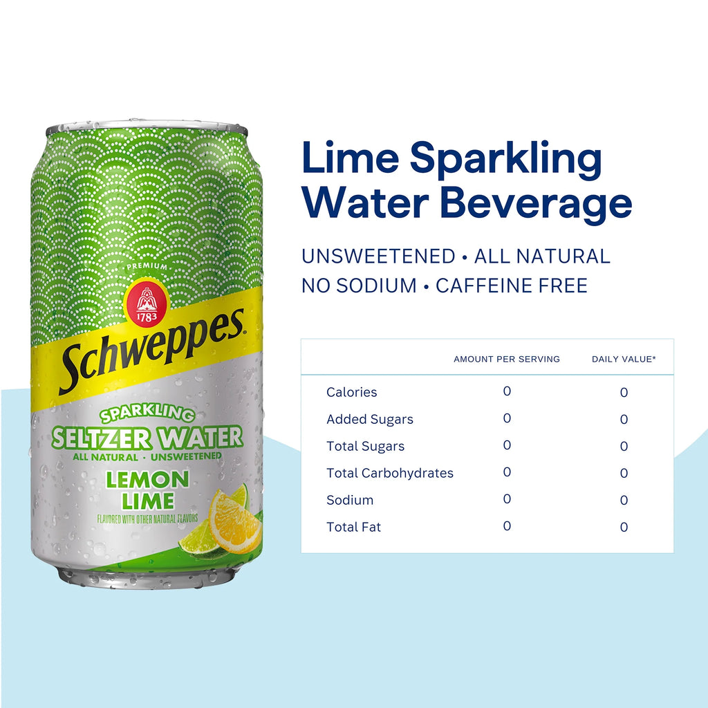Lemon Lime Sparkling Water 24 Pack, 12 oz Cans Q642