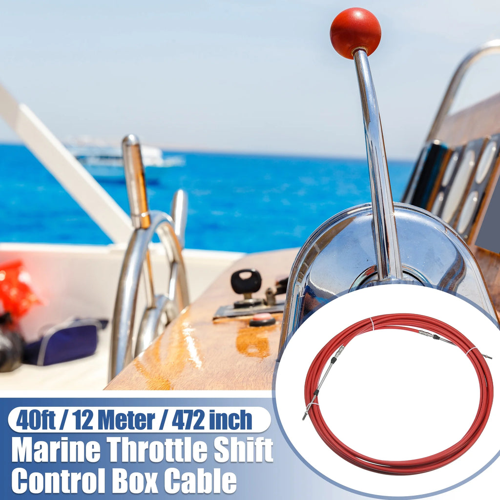 40ft 472 Inch Marine Throttle Shift Remote Control Box Cable for Yamaha Outboard Engine Boat Red L365