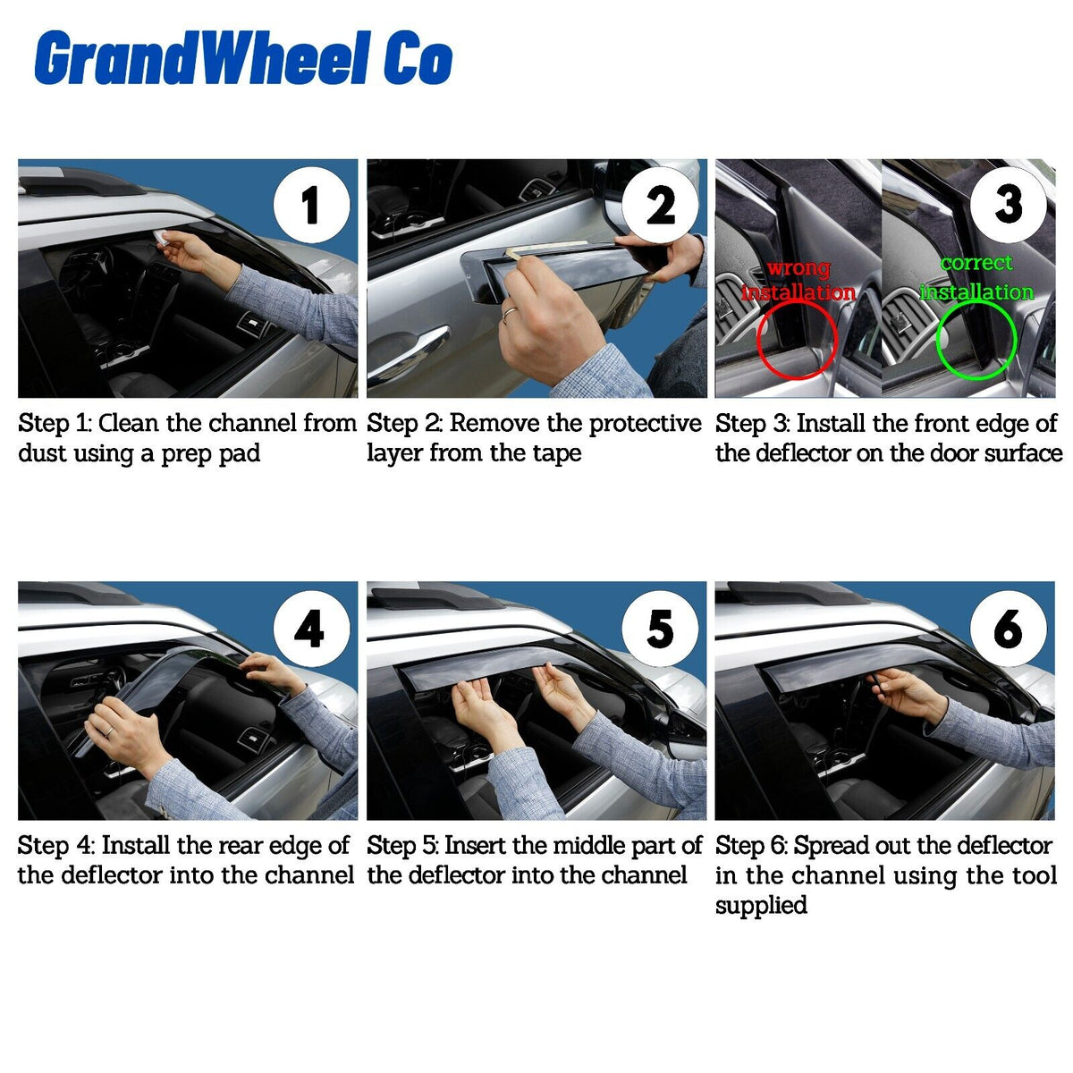 Smoke Tinted In-channel Side Window Vent Visor Deflectors Rain Guards 4 pcs H130310