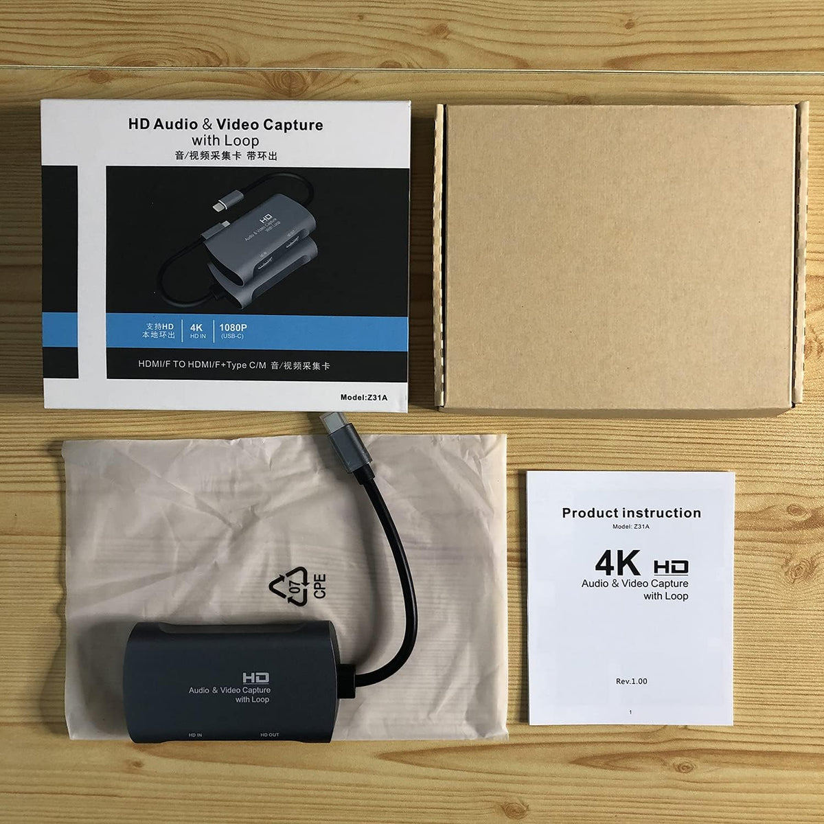 USB TypeC HD Video & Audio Capture Card with 4K 60HZ Loop, Pack of 2 I109