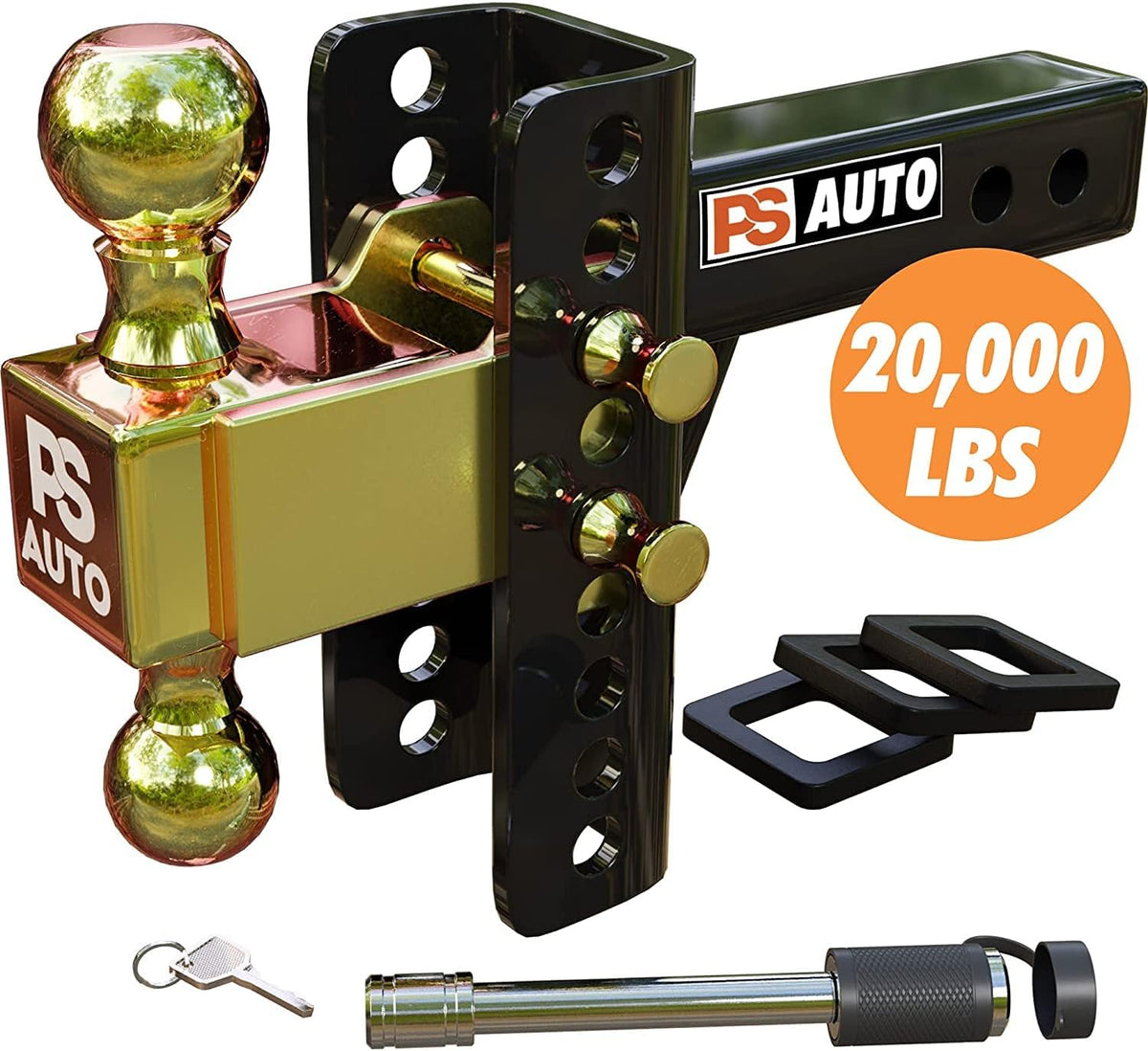 Adjustable Trailer Hitch Ball Mount, 2-inch Receiver, 6-inch Drop, 20,000 LBS Y875903