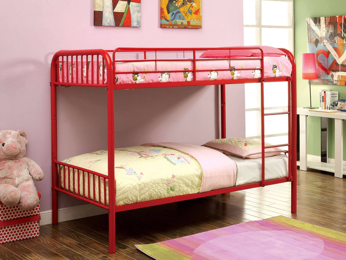 Red Twin Metal Bunk Bed Z291