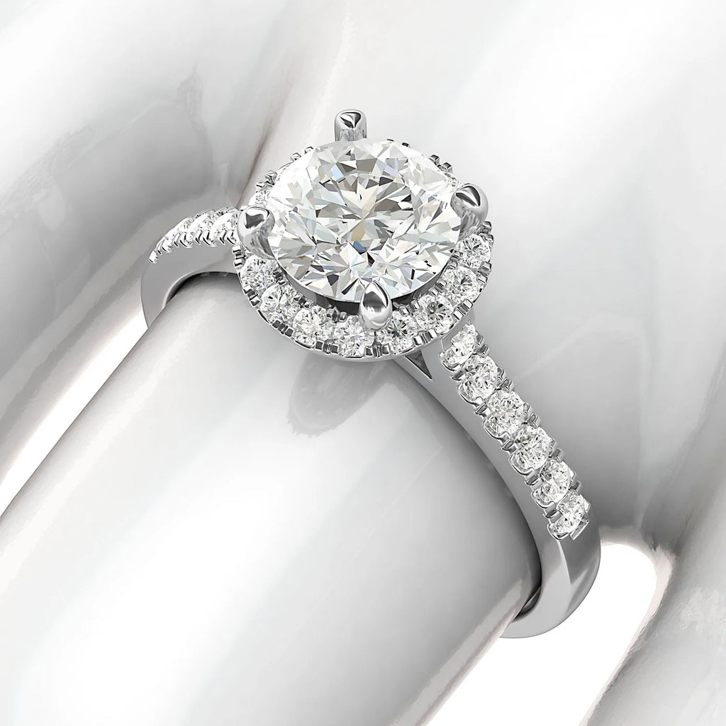 Simulated Diamond Halo Engagement Ring with Side Stones (4.5) H97016