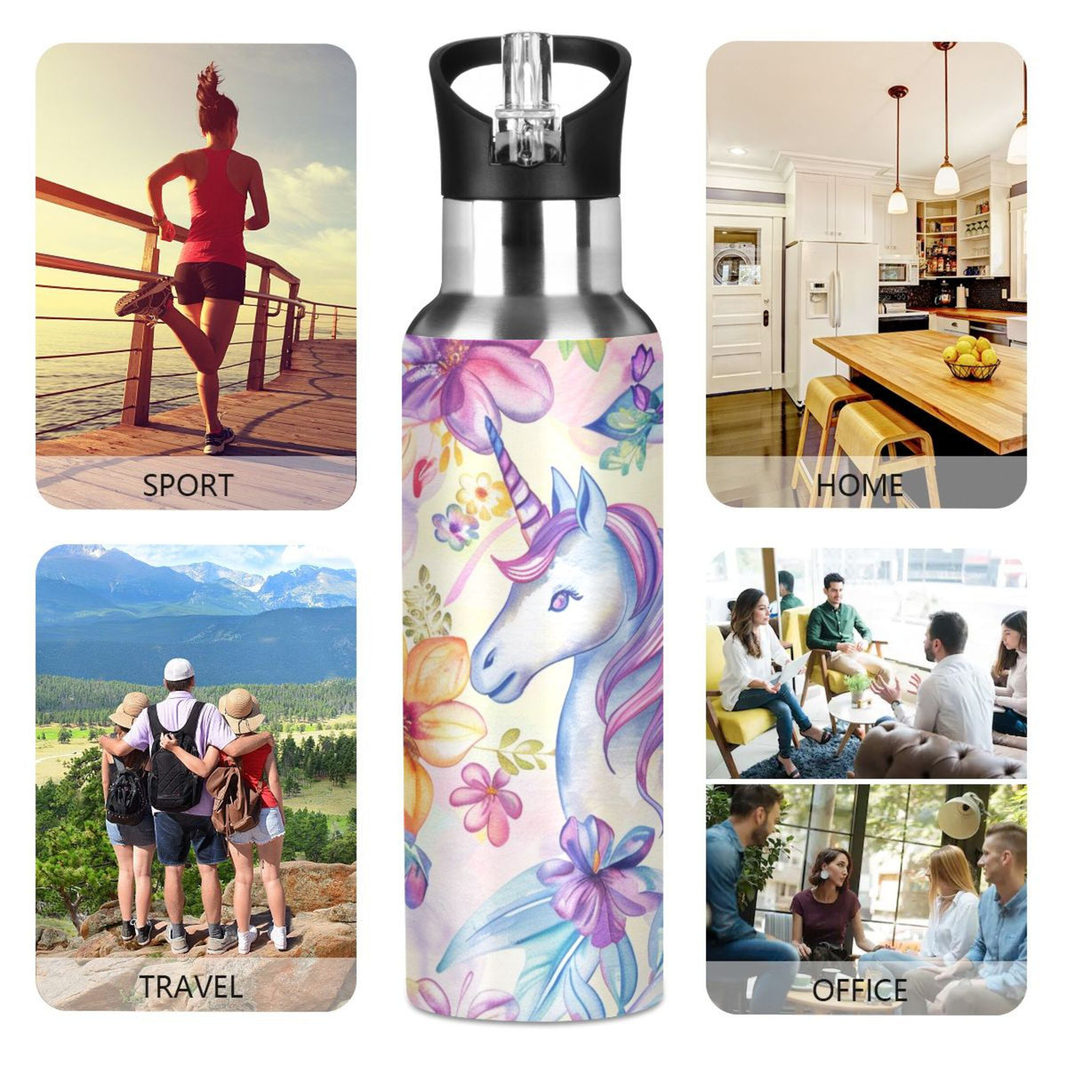 Insulated Stainless Steel Water Bottle with Straw Lid, 20 oz E78711