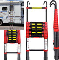 Telescoping Aluminum Folding Ladder with Hook, 330lbs Load Capacity K86942