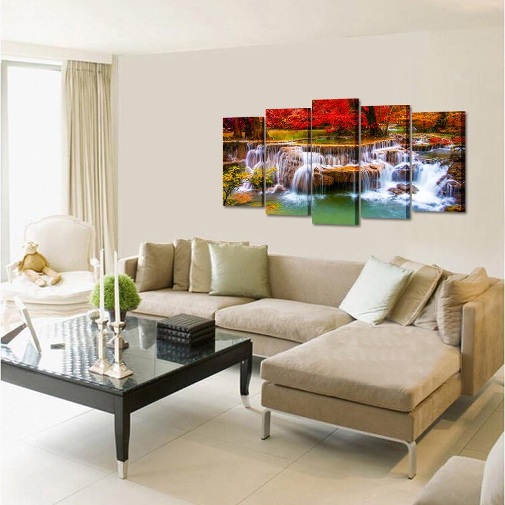 Green Dreamlike Waterfall Canvas Print Wall Art F998