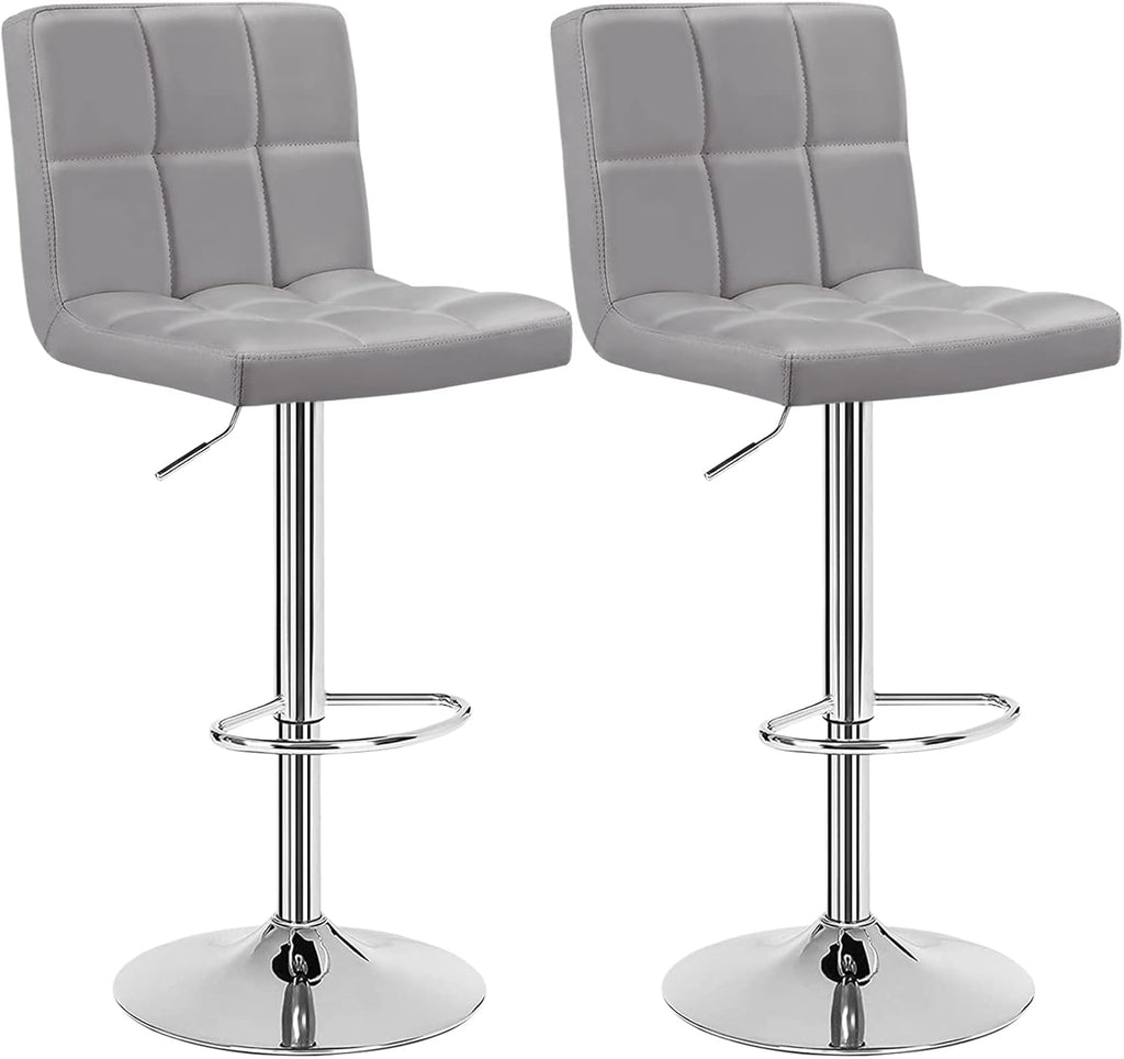 White Bar Stools Set of 2 with Arms Swivel Adjustable Counter Height Bar Chair Y10274