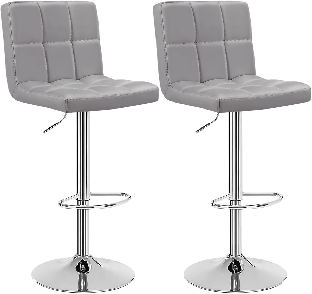 White Bar Stools Set of 2 with Arms Swivel Adjustable Counter Height Bar Chair Y10274