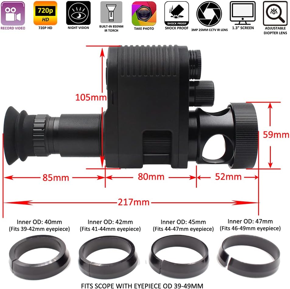 720p HD Digital Hunting Night Vision Scope Camcorder Monocular with 850nm Infrared IR Flashlight and 32G TF Card J893245