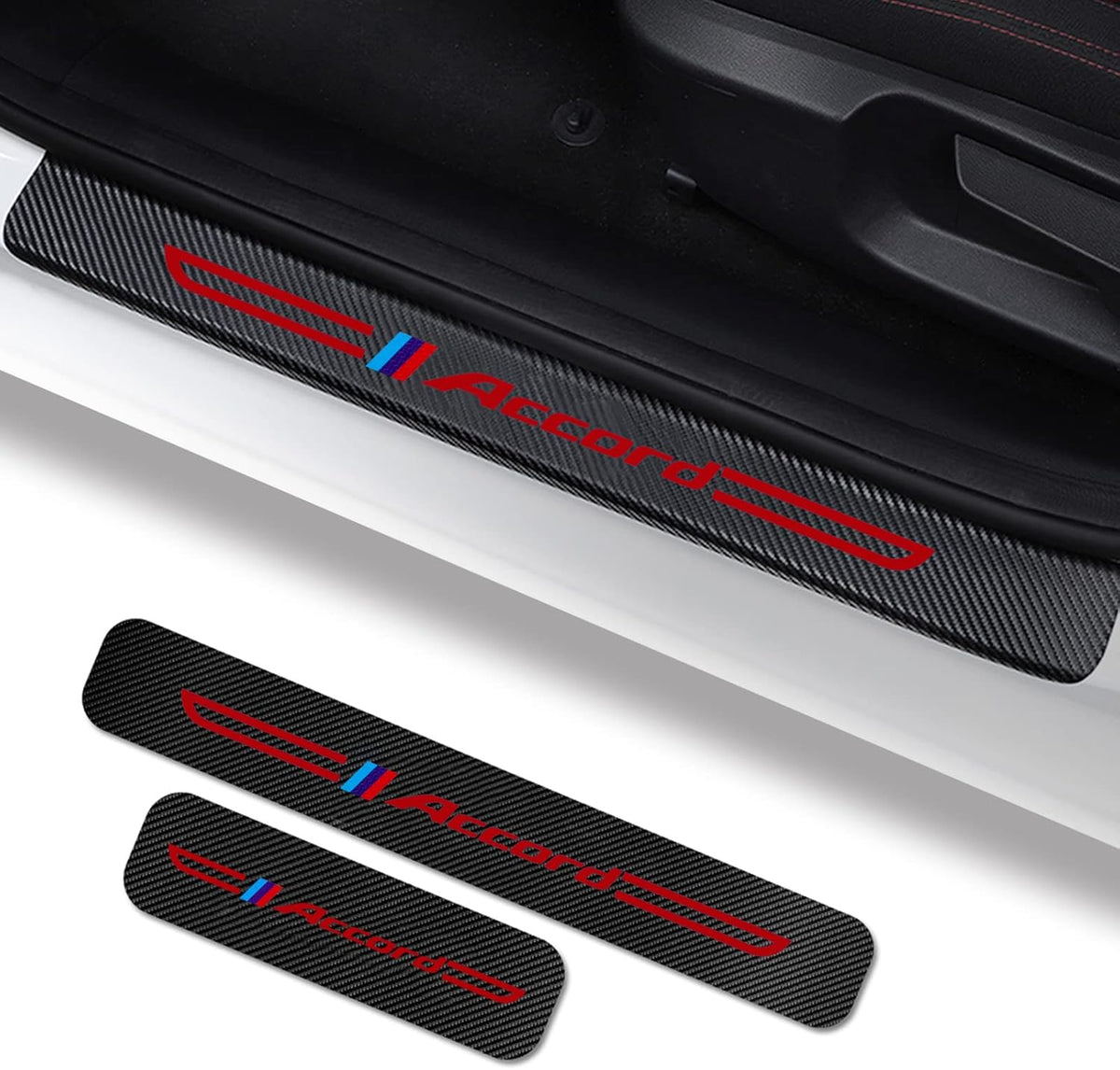 4PCS Carbon Fiber Leather Door Sill Protector Sticker L355215